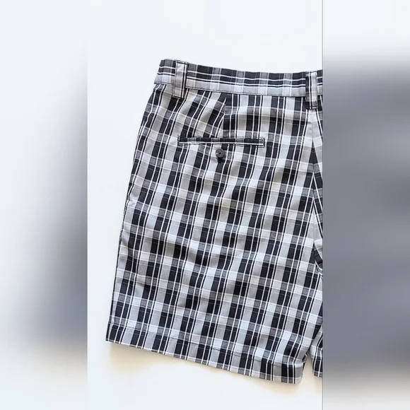 Adidas Golf Shorts Mens Size 38 Black White Plaid - Picture 5 of 7